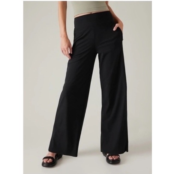 Athleta Pants - Athleta Cosmic Pants Womens Medium Tall Black Lightweight Wide Leg Pull On